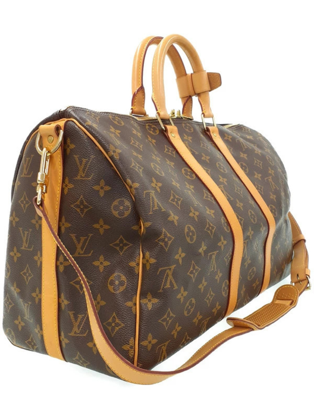 Louis Vuitton Monogram Bandouliere Bag Keepall Brown